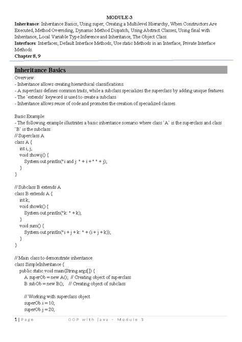 OOP with java Module 3 Inheritance - MODULE- Inheritance: Inheritance ...