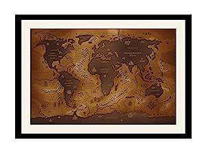 ArtStory Wooden Ancient World Map Framed Wall Painting (26 cm x 16 cm x ...