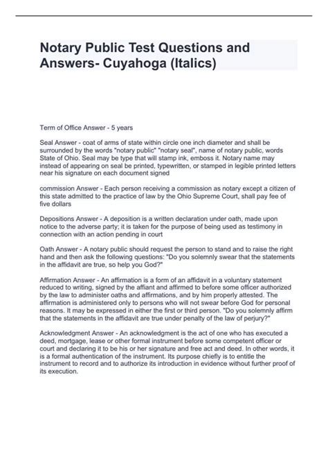 Image result for Notary Test Samples