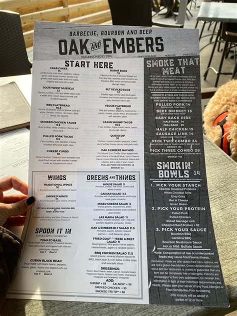 Menu at Oak and Embers Tavern Hudson pub & bar, Hudson