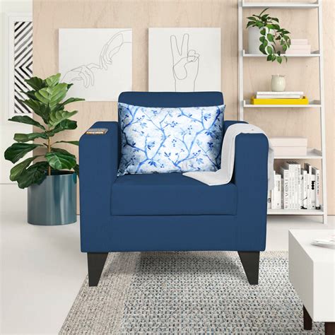 Adorn India Bladen 1 Seater Sofa (Blue)