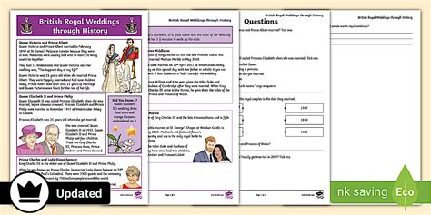 LKS2 British Royal Weddings Reading Comprehension