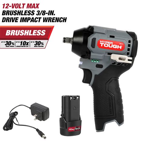 Hyper Tough 80013 12V, Max Brushless 3/8-inch Impact Wrench 2.0 Ah 2500 RPM - Walmart.com