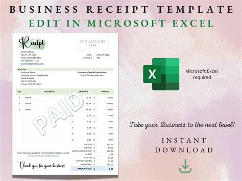 Receipt Excel Template
