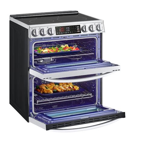 LG 30-in Glass Top 5 Burners 3-cu ft / 4.3-cu ft Self-cleaning Air Fry ...