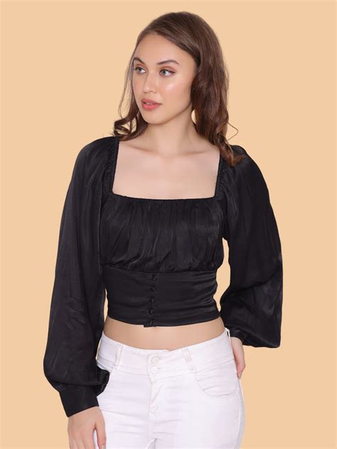 Flawless Letest Women Black Party Crop Top | LIZZY – Being Flawless