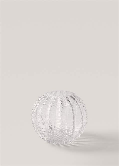 Vase en verre rond relief - Home | MANGO France métropolitaine