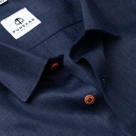 Navy Blue Color Blended Linen Shirt For Men's – Punekar Cotton