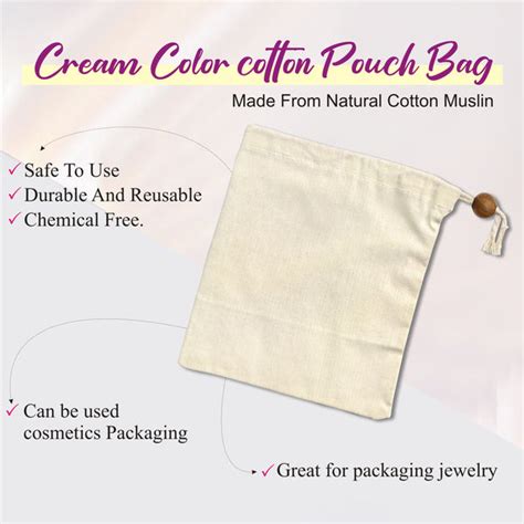 CREAM COLOR COTTON POUCH BAG FOR EMPTY COSMETIC PACKAGING. – Zenvista ...