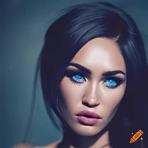Portrait of megan fox miley cyrus with captivating blue eyes