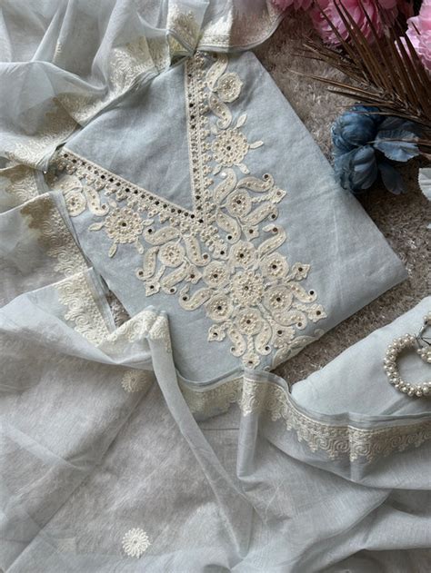 Mul Chanderi Dori mirror work suit set