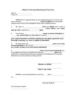 Affidavit Marriage Sample - Fill and Sign Printable Template Online