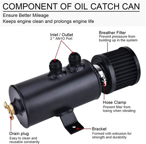 Buy EVIL ENERGY 10AN Baffled Oil Catch Can,Oil Breather Tank with Valve ...