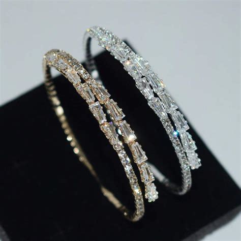 1pc Luxury & Elegant Cubic Zirconia And Rhinestone Bangle Bracelet ...