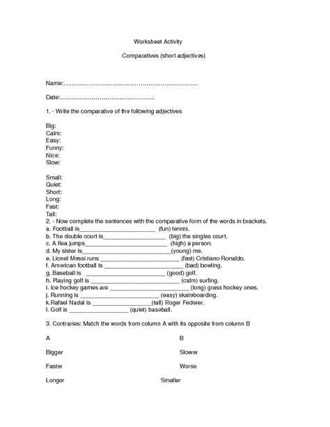Compraretive Worksheet 的图像结果