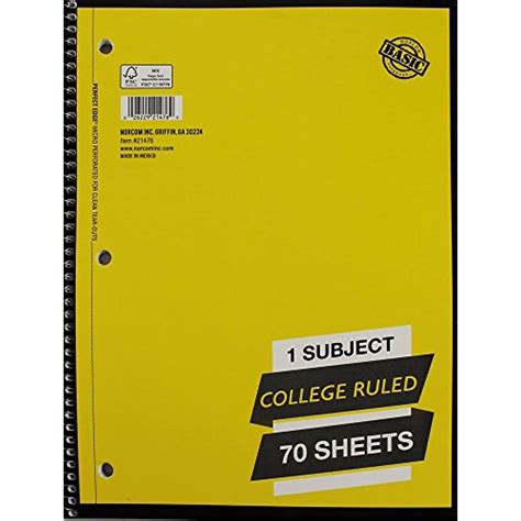 College Ruled Spiral Notebook 70 Sheets Basic (Assorted colors) - Crown ...