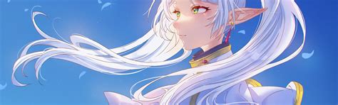 Download wallpaper girl, flowers, elf, wreath, Sousou no Frieren ...