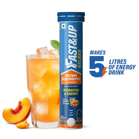 Buy Fast&Up Reload Instant Electrolytes Peach Ice Tea Flavour, 20 ...