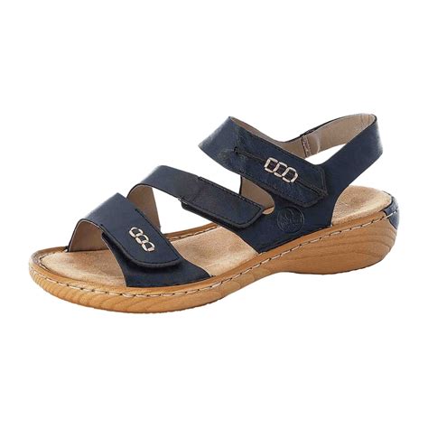 Rieker FSK Ladies Blue Sandals with Straps and Velcro Closure