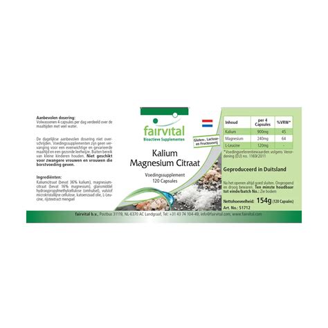 Citrato de Potasio y Magnesio | Vegano - Tienda Fairvital