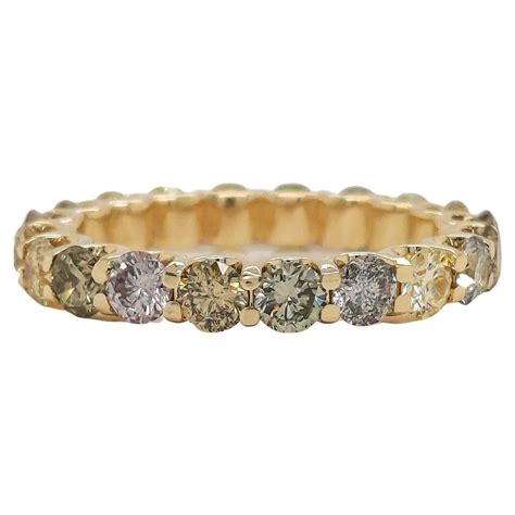 2.60ct Natural Fancy Colors Diamond Eternity Ring at 1stDibs