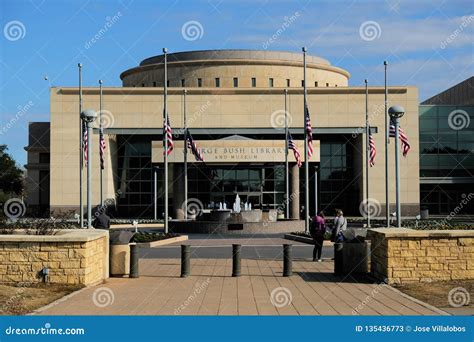 Flags at Half Mast at the George Bush Presidential Library Editorial ...