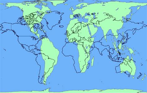 Area accurate Peters Projection Map overlaid with common Mercator ...