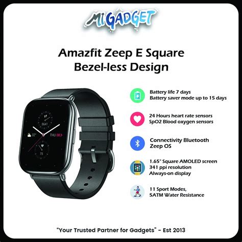 Smartwatch Amazfit Zepp E Square Jam Tangan Digital Bezel-less Design - Mi Gadget Malang