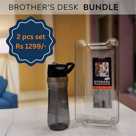 Brother’s Desk Bundle – 750ml Black Bottle + Small Clear Bin – StacPro