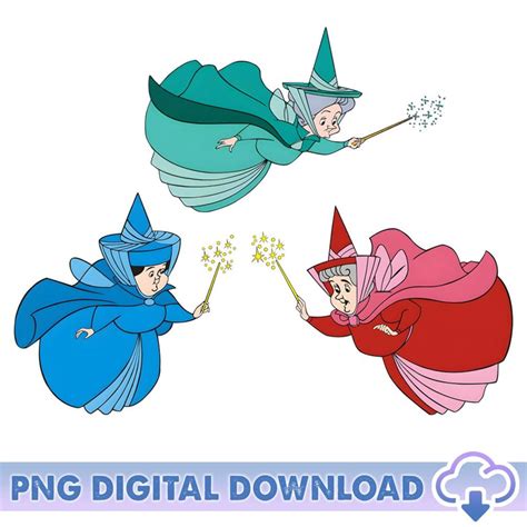 Disneyland Sleeping Beauty Good Fairies PNG Bundle, Flora Fauna ...
