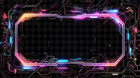Futuristic technology arcane frame with holographic circuit neon color ...