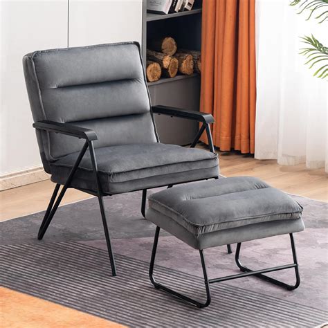 Buy MCombo Accent Chair with Ottoman, Modern Velvet Living Room Chairs ...