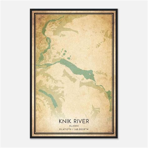 Vintage Knik River Alaska Map Poster, Knik River AK City Road Wall Art Print - Custom Maps & Posters