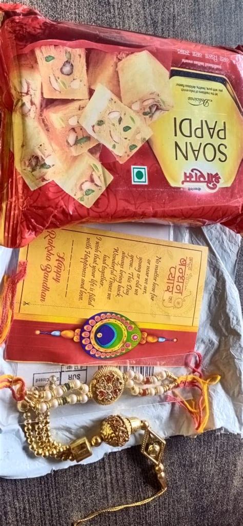 CraftVatika Lumba Rakhi Combo with Soan Papdi Sweets Gift for Brother ...