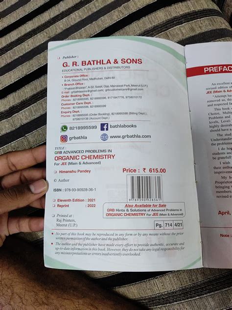 Buy GRB Advanced Problems in Organic Chemistry for JEE (Main & Advanced ...