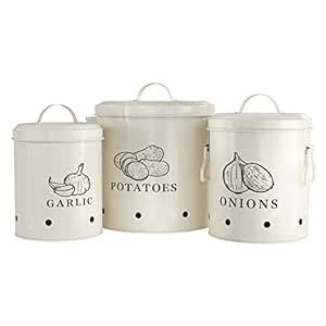 Buy KooK Potato, Onion & Garlic Kitchen Storage Canisters, Rustic ...