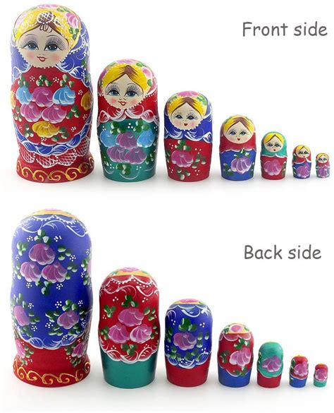 Buy Russian Nesting Dolls Matryoshka Wood Stacking Nested Set 7 Pieces ...