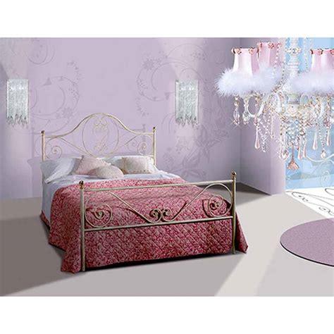Wrought-iron small double bed Gea, handmade in Italy