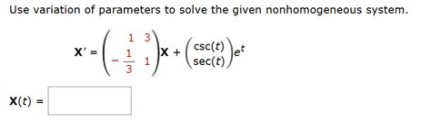 Image result for Homogeneous Solution to Variation of Parameters