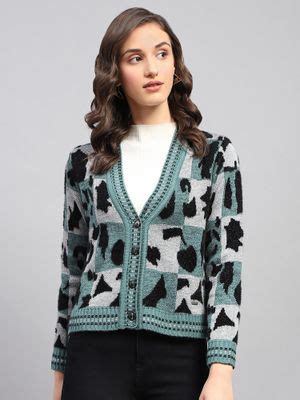 Buy Monte Carlo Women's Multi Colour Block V Neck Full Sleeve Cardigan ...