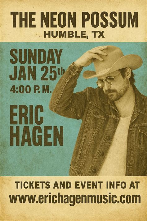 Eric Hagen - Make Country Sad Again Tour - Neon Possum, The Neon Possum ...