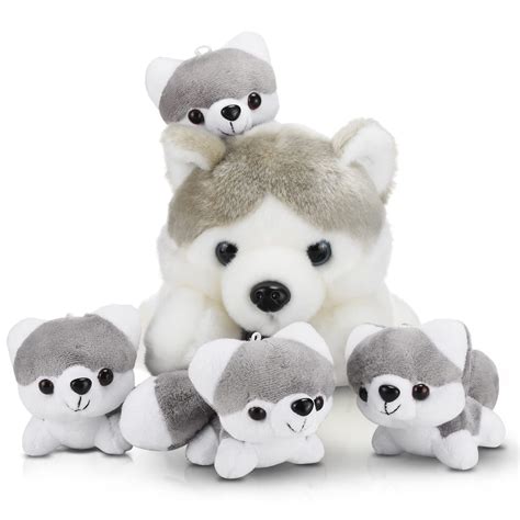 Amazon.com: HyDren Christmas Husky Stuffed Animals with 4 Baby Huskies ...