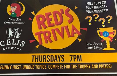 Texas Reds Trivia , Celis Brewery, Mc Neil, 16 May 2024 | AllEvents.in
