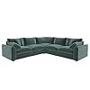 BLACK OAK Teak Wood Tatum Large L-Shaped Sectional Sofa, Modern 4 ...