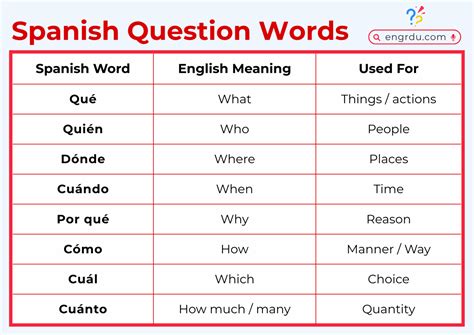 Spanish Question Words Explained with Usage - Engrdu