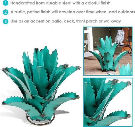 Buy Sunnydaze Tequila Agave Metal Plant Statue - Rustic Metal Agave ...