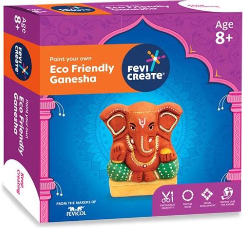Fevicreate Eco-Friendly DIY Ganesha Kit, Paint Your Own Water Soluble ...