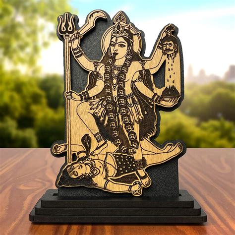 Buy VPRINT QUALITY Kali MATA Idol (Size 4x5 in/Wooden Engraved) Murti ...