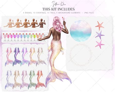 Mermaids Clip Art, Mermaids Friends Clipart, Little Girl - Svetlana Kleine