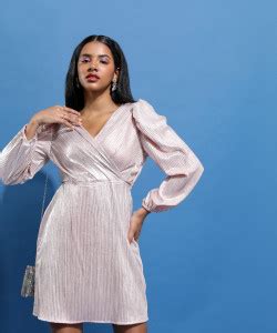 Tokyo Talkies Women A-line Pink, Silver Above Knee/Mid Thigh Length ...